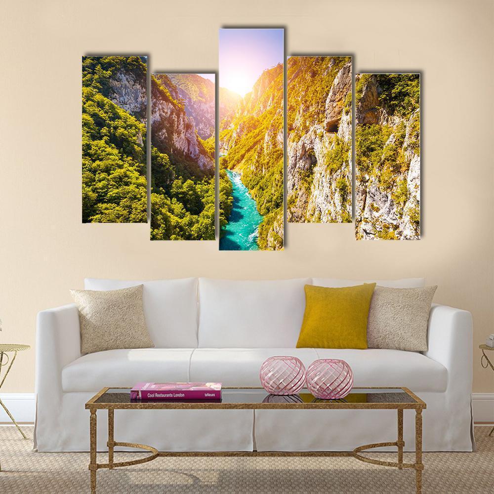 Piva Canyon In Montenegro Canvas Wall Art-5 Pop-Gallery Wrap-47" x 32"-Tiaracle