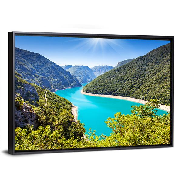 Piva Canyon With Its Reservoir Canvas Wall Art-3 Horizontal-Gallery Wrap-25" x 16"-Tiaracle