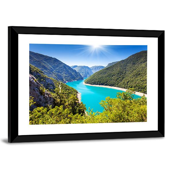 Piva Canyon With Its Reservoir Canvas Wall Art-3 Horizontal-Gallery Wrap-25" x 16"-Tiaracle