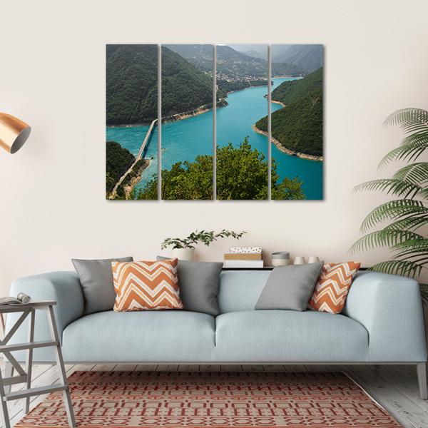 Pivsko Lake In Montenegro Canvas Wall Art-4 Horizontal-Gallery Wrap-34" x 24"-Tiaracle