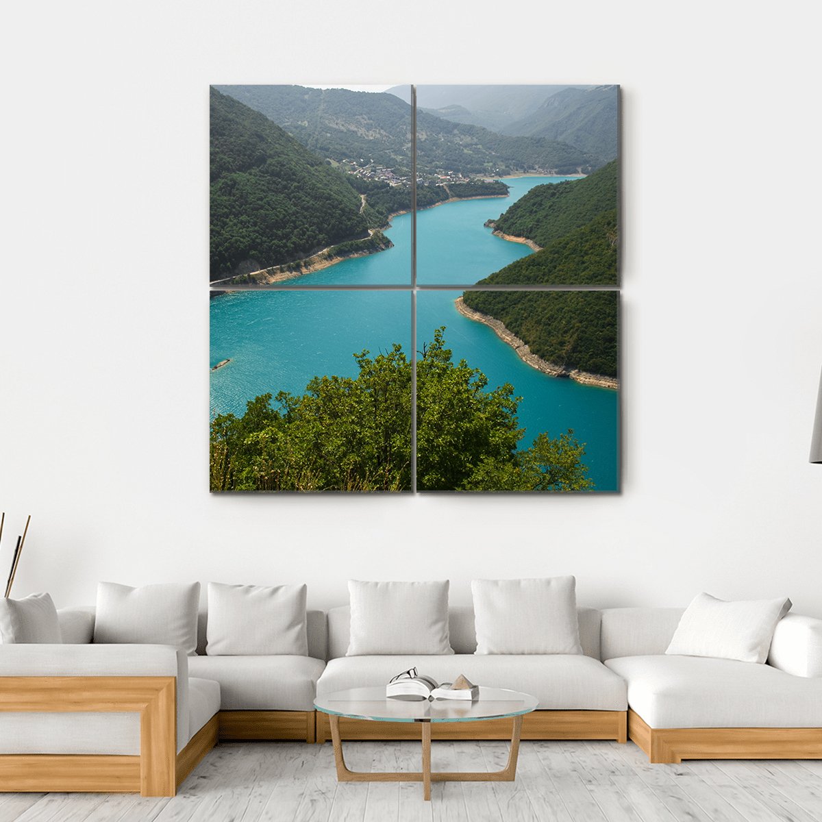 Pivsko Lake In Montenegro Canvas Wall Art-4 Square-Gallery Wrap-17" x 17"-Tiaracle