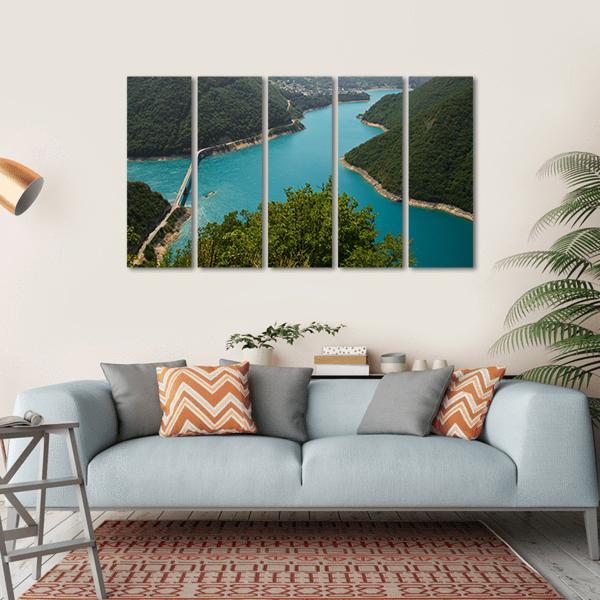 Pivsko Lake In Montenegro Canvas Wall Art-5 Horizontal-Gallery Wrap-22" x 12"-Tiaracle