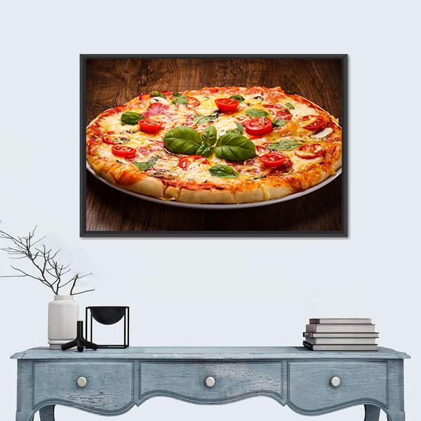 Pizza On A Plate Canvas Wall Art-1 Piece-Floating Frame-24" x 16"-Tiaracle