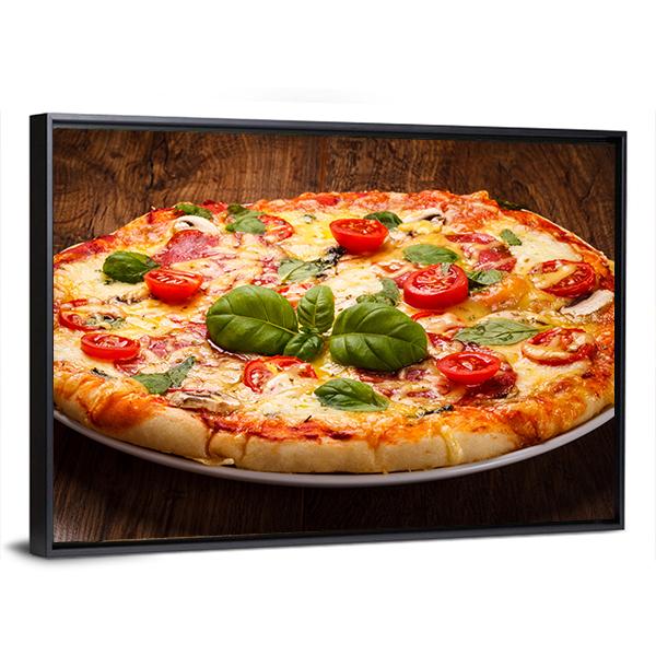 Pizza On A Plate Canvas Wall Art-3 Horizontal-Gallery Wrap-25" x 16"-Tiaracle