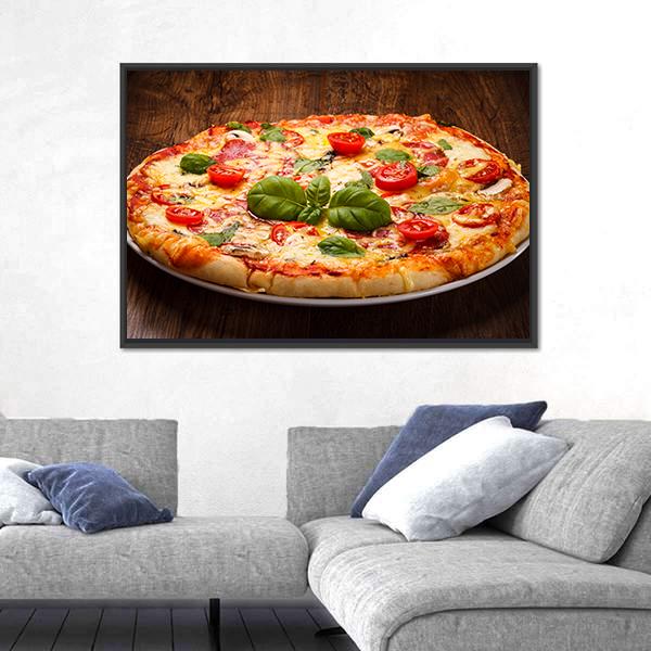 Pizza On A Plate Canvas Wall Art-3 Horizontal-Gallery Wrap-25" x 16"-Tiaracle