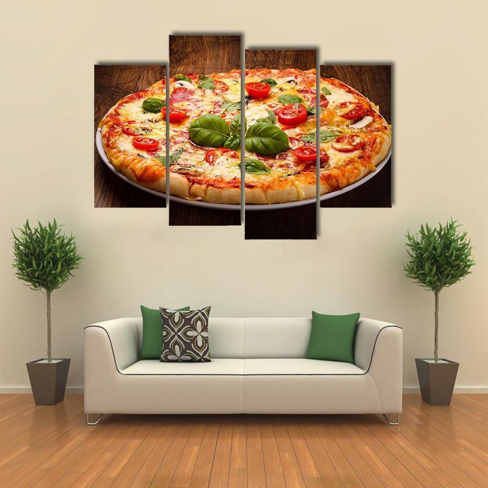 Pizza On A Plate Canvas Wall Art-4 Pop-Gallery Wrap-50" x 32"-Tiaracle