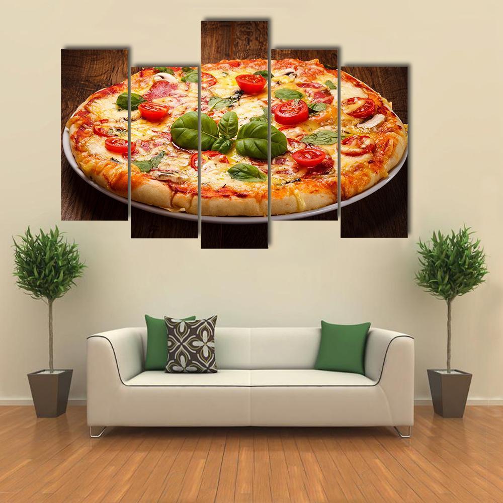 Pizza On A Plate Canvas Wall Art-5 Pop-Gallery Wrap-47" x 32"-Tiaracle
