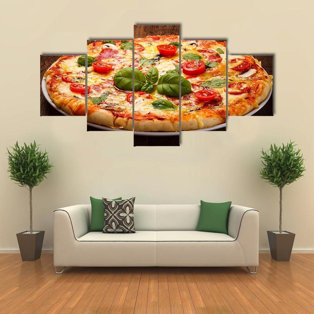 Pizza On A Plate Canvas Wall Art-5 Star-Gallery Wrap-62" x 32"-Tiaracle