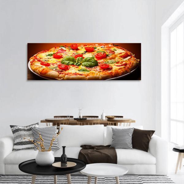 Pizza Ready For Eating Panoramic Canvas Wall Art-1 Piece-36" x 12"-Tiaracle
