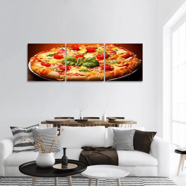 Pizza Ready For Eating Panoramic Canvas Wall Art-3 Piece-25" x 08"-Tiaracle
