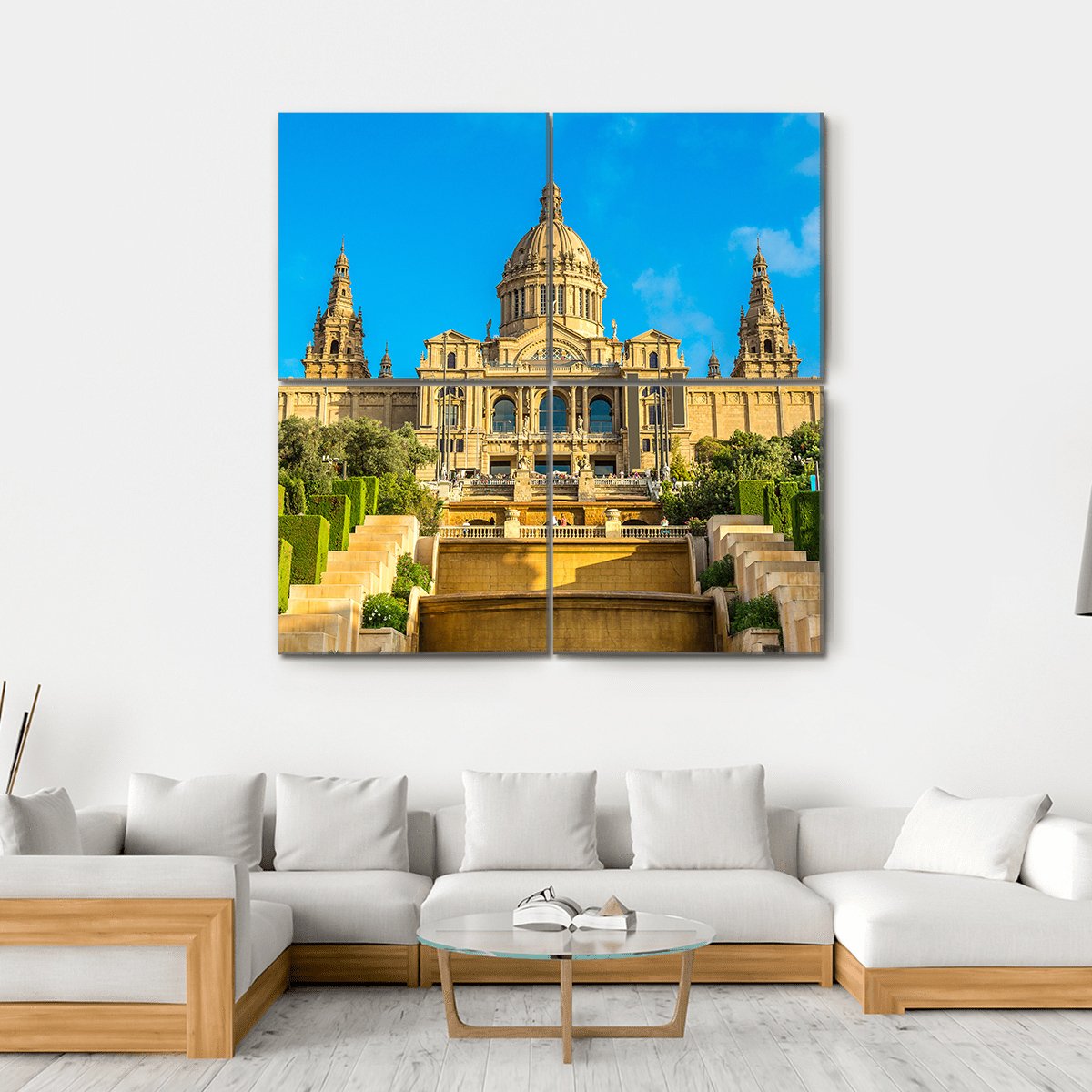 Placa de Ispania in Barcelona Spain Canvas Wall Art-4 Square-Gallery Wrap-17" x 17"-Tiaracle