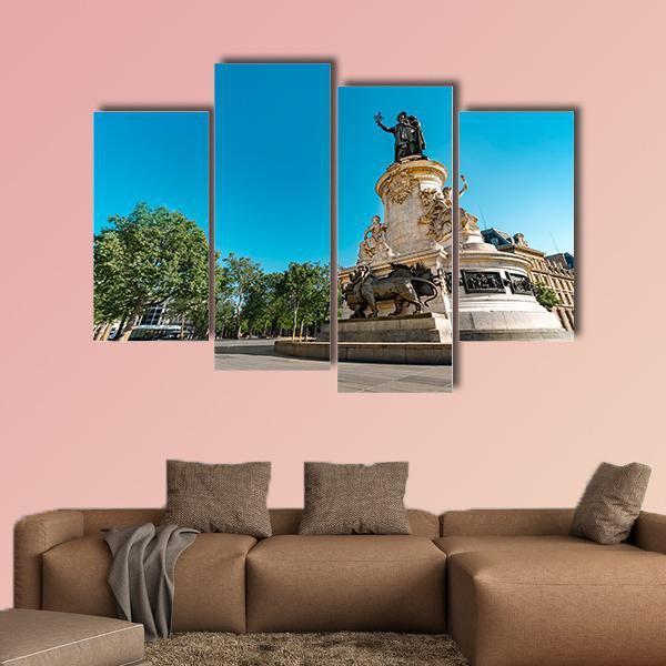 Place de la Republique In Paris Canvas Wall Art-4 Pop-Gallery Wrap-50" x 32"-Tiaracle