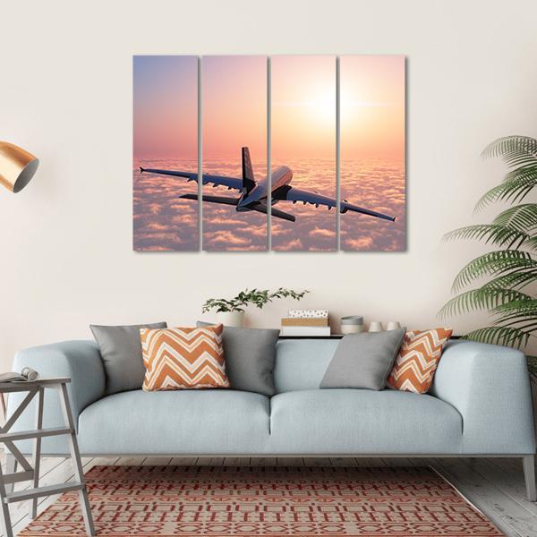 Plane Flying Above The Clouds Canvas Wall Art-1 Piece-Gallery Wrap-36" x 24"-Tiaracle