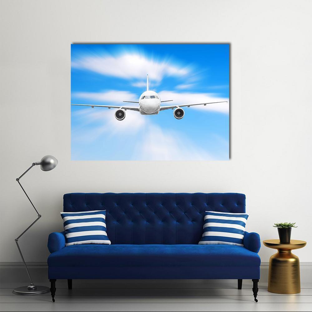 Plane In High Speed Canvas Wall Art-1 Piece-Gallery Wrap-48" x 32"-Tiaracle
