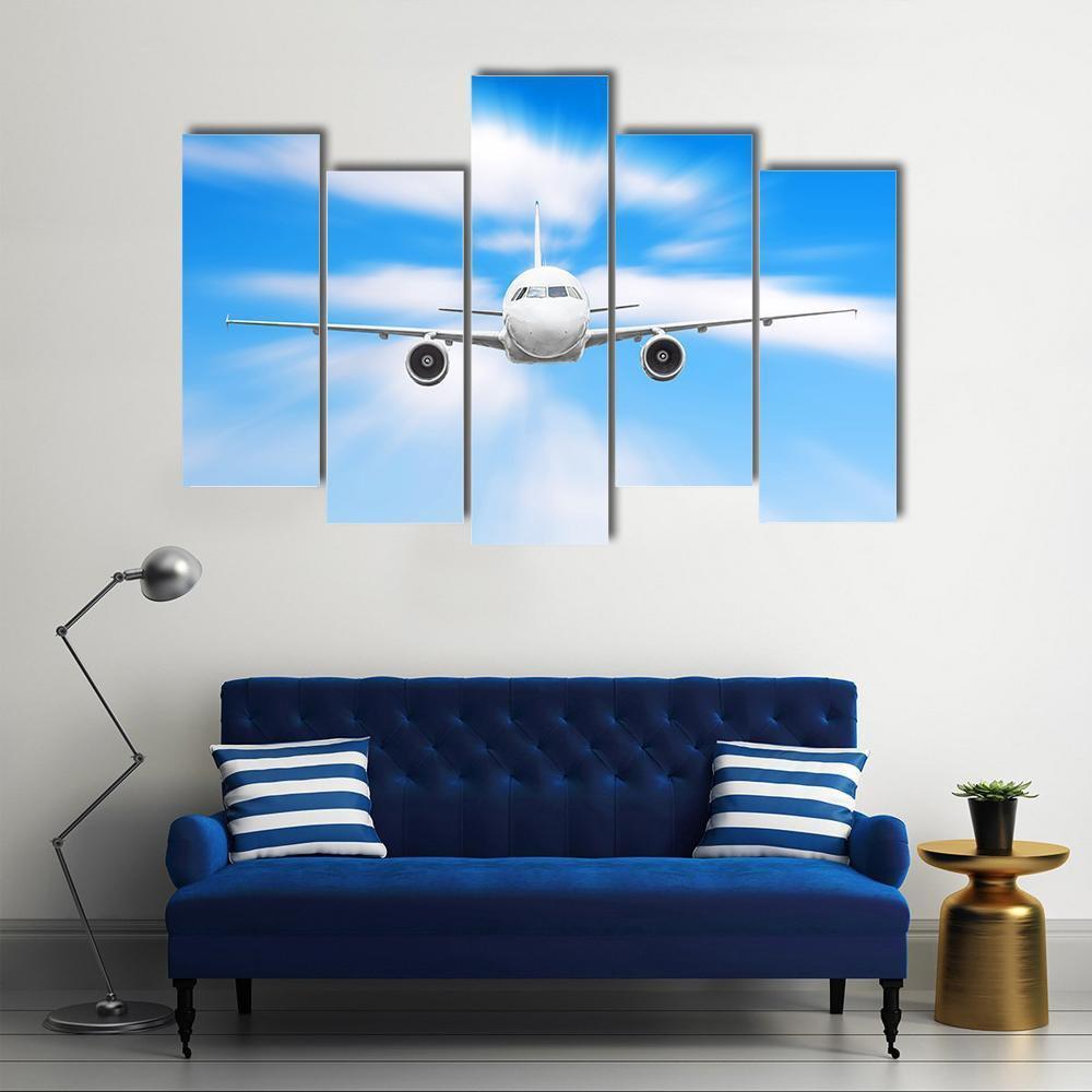 Plane In High Speed Canvas Wall Art-5 Pop-Gallery Wrap-47" x 32"-Tiaracle