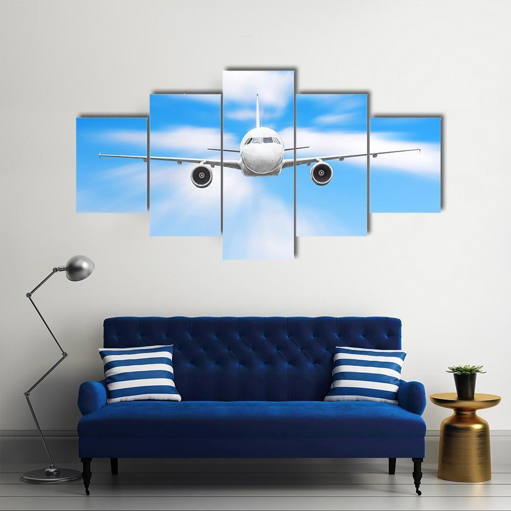 Plane In High Speed Canvas Wall Art-5 Star-Gallery Wrap-62" x 32"-Tiaracle