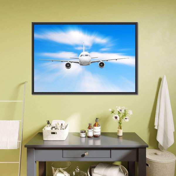 Plane In High Speed Canvas Wall Art-1 Piece-Floating Frame-24" x 16"-Tiaracle