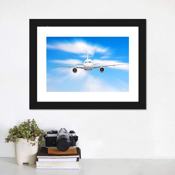 Plane In High Speed Canvas Wall Art-1 Piece-Framed Print-20" x 16"-Tiaracle