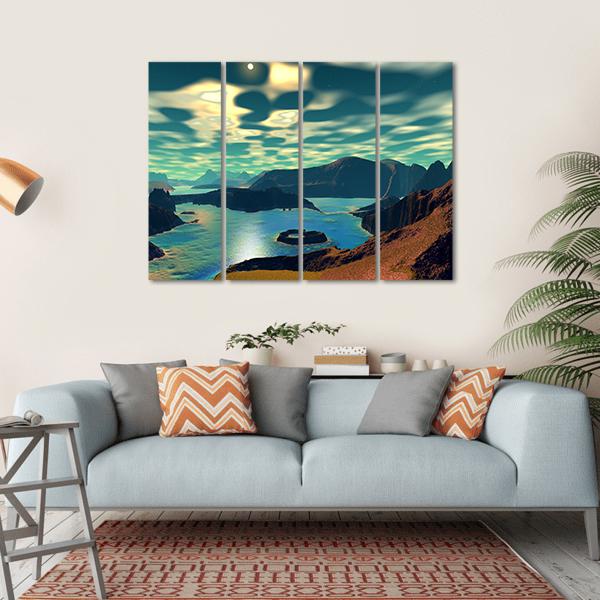 Planet Alien Canvas Wall Art-4 Horizontal-Gallery Wrap-34" x 24"-Tiaracle