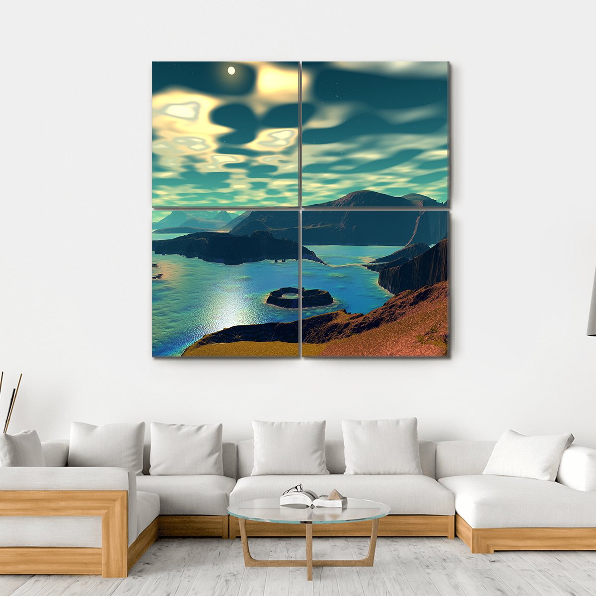 Planet Alien Canvas Wall Art-4 Square-Gallery Wrap-17" x 17"-Tiaracle