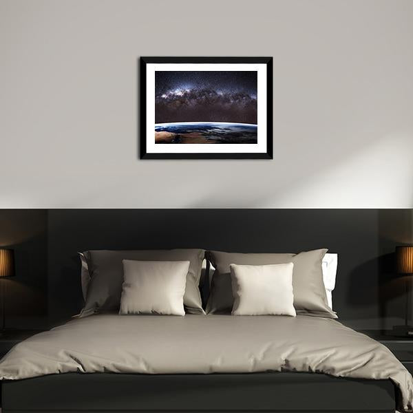 Planet Earth &amp; Milky Way Canvas Wall Art-3 Horizontal-Gallery Wrap-25" x 16"-Tiaracle