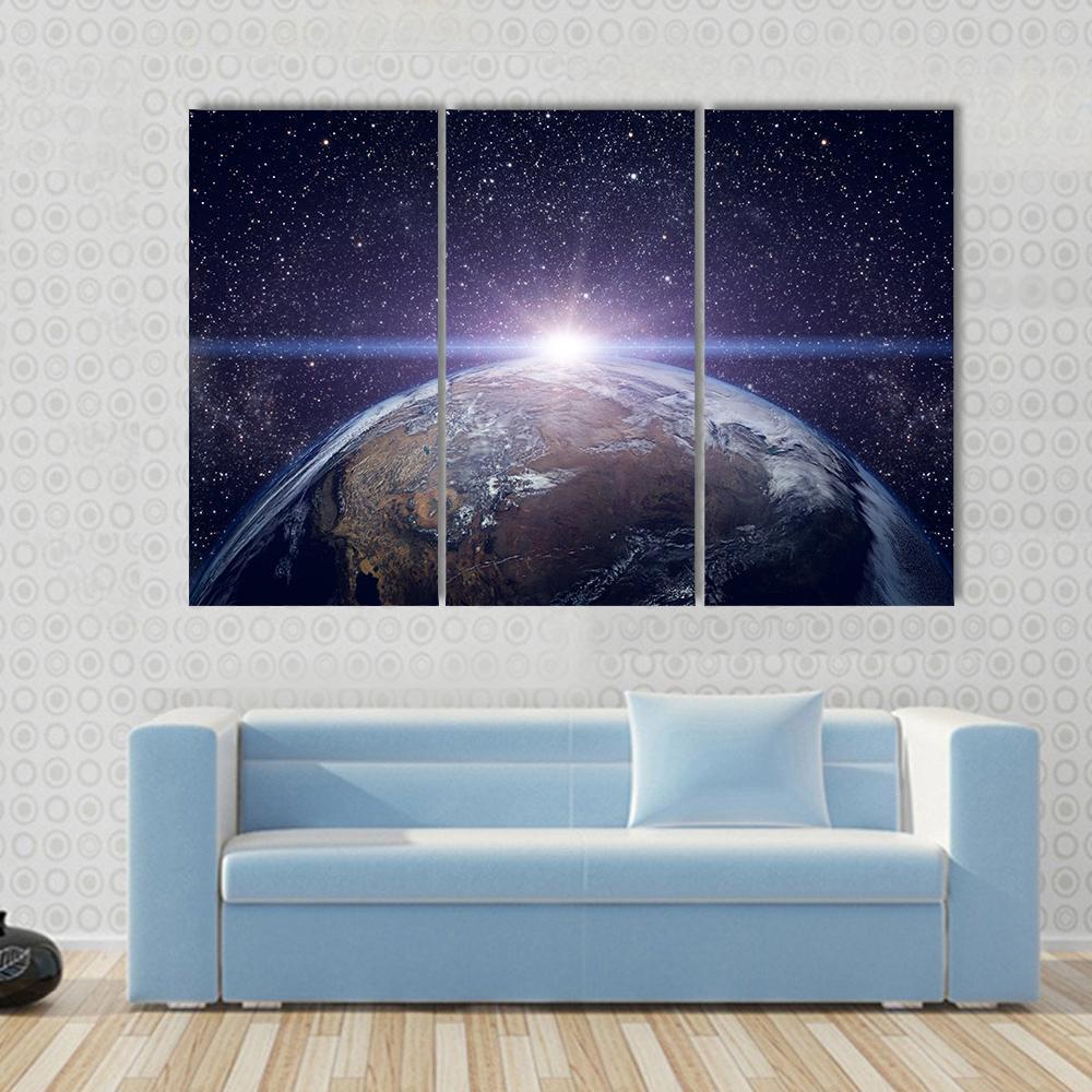 Planet Earth Beautiful Sunset Canvas Wall Art-3 Horizontal-Gallery Wrap-37" x 24"-Tiaracle