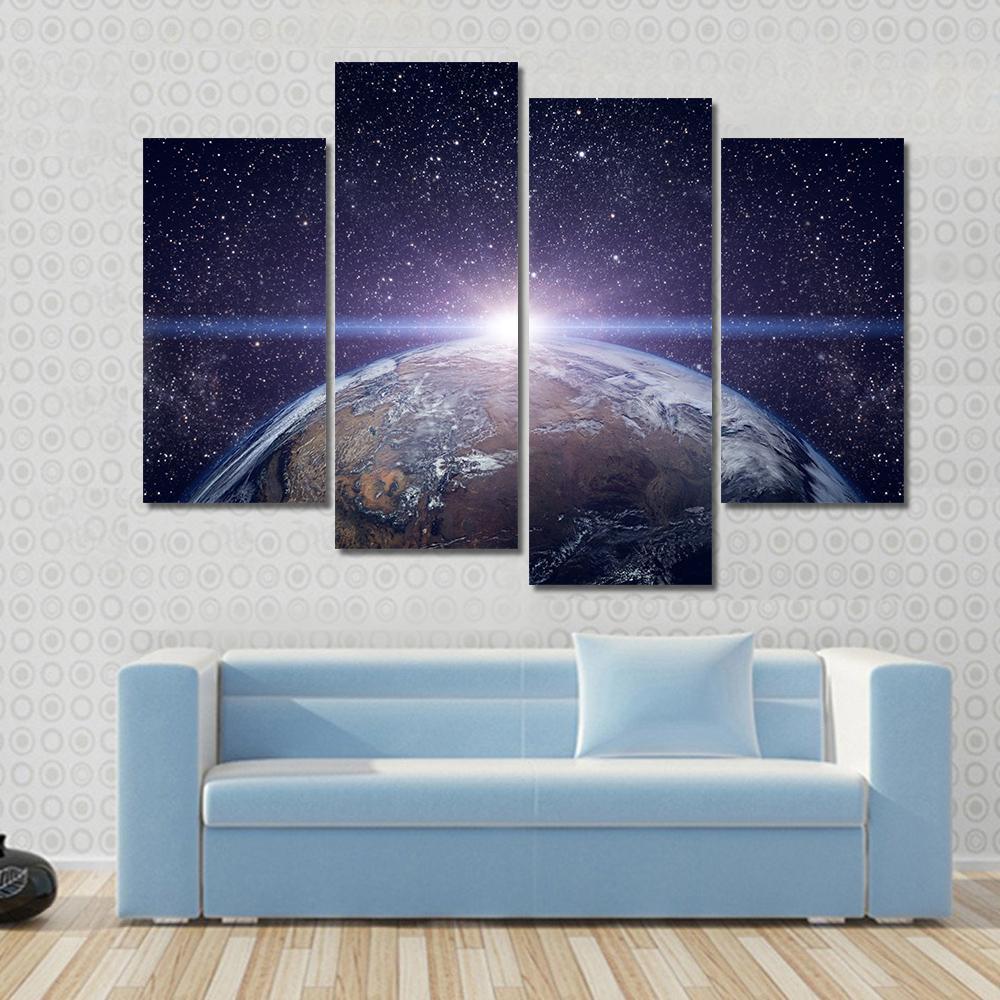 Planet Earth Beautiful Sunset Canvas Wall Art-4 Pop-Gallery Wrap-50" x 32"-Tiaracle