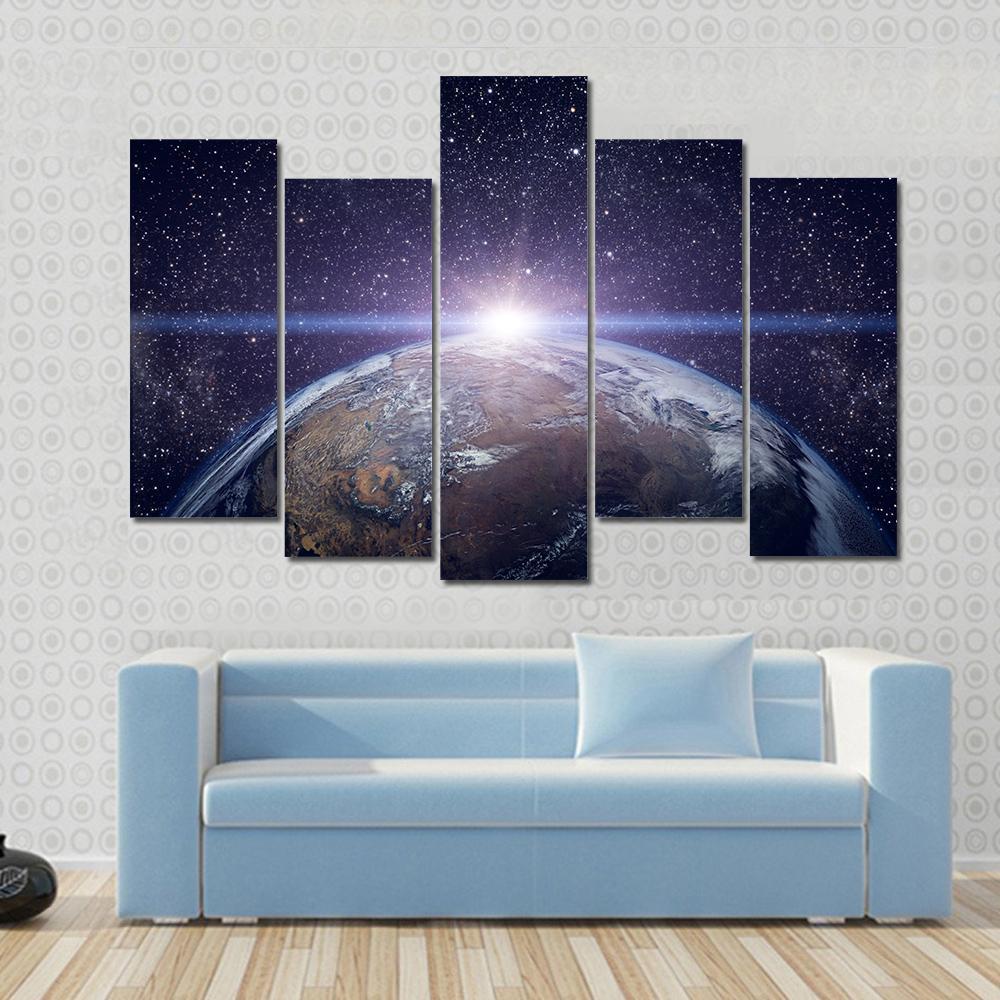 Planet Earth Beautiful Sunset Canvas Wall Art-5 Pop-Gallery Wrap-47" x 32"-Tiaracle