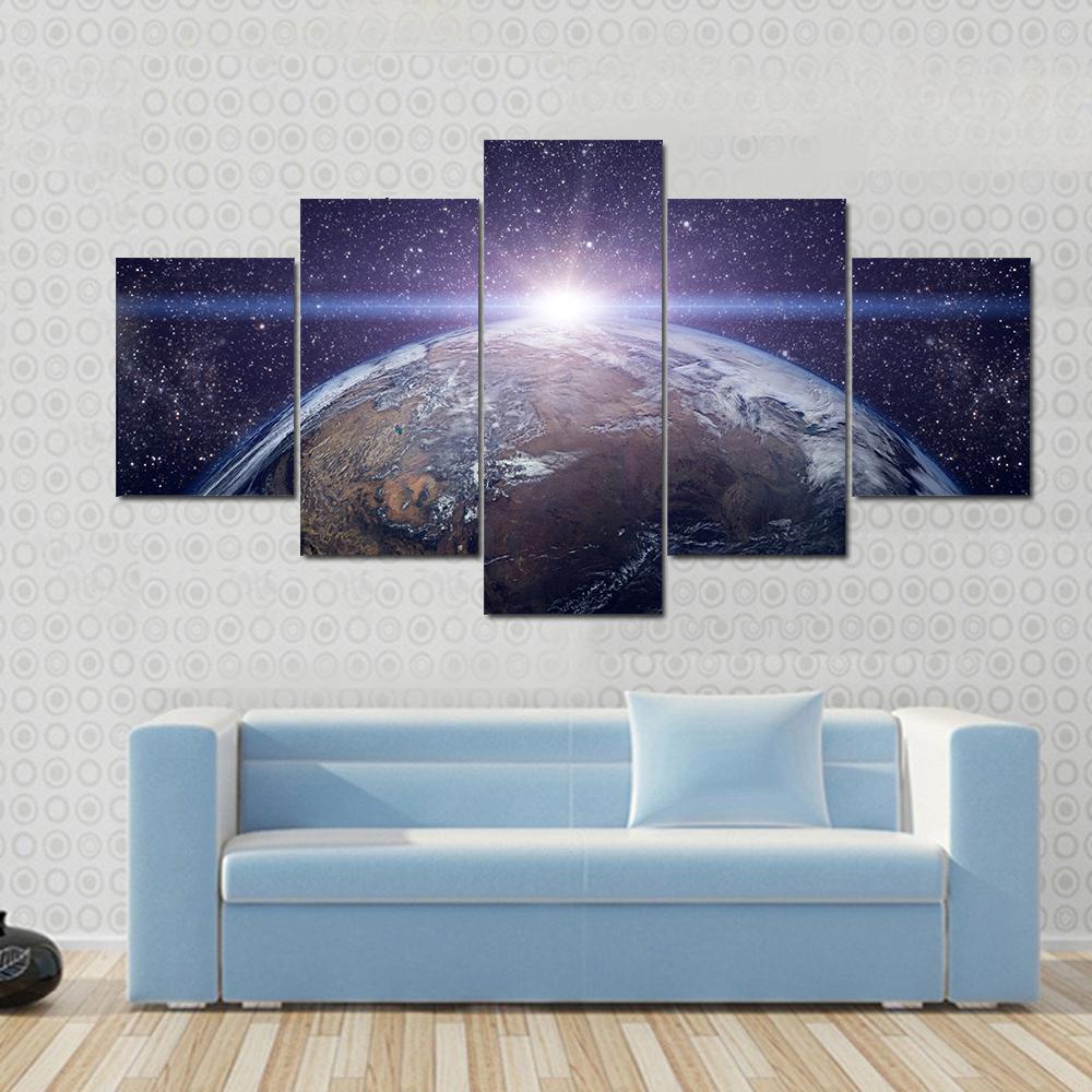 Planet Earth Beautiful Sunset Canvas Wall Art-5 Star-Gallery Wrap-62" x 32"-Tiaracle
