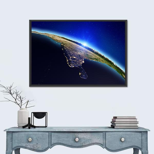 Planet Earth Canvas Wall Art-1 Piece-Floating Frame-24" x 16"-Tiaracle