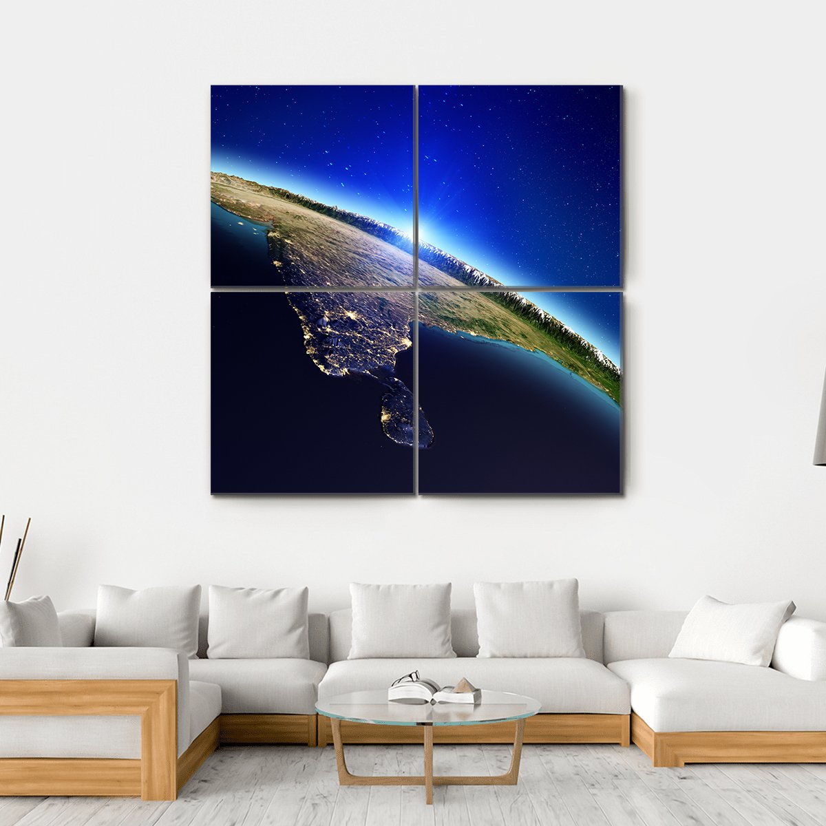 Planet Earth Canvas Wall Art-4 Square-Gallery Wrap-17" x 17"-Tiaracle
