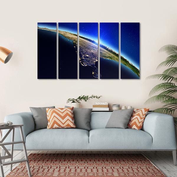 Planet Earth Canvas Wall Art-5 Horizontal-Gallery Wrap-22" x 12"-Tiaracle