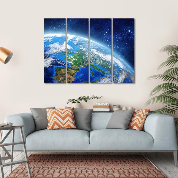 Planet Earth From Space In Daylight Canvas Wall Art-4 Horizontal-Gallery Wrap-34" x 24"-Tiaracle