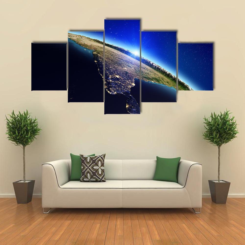Planet Earth Canvas Wall Art-5 Star-Gallery Wrap-62" x 32"-Tiaracle
