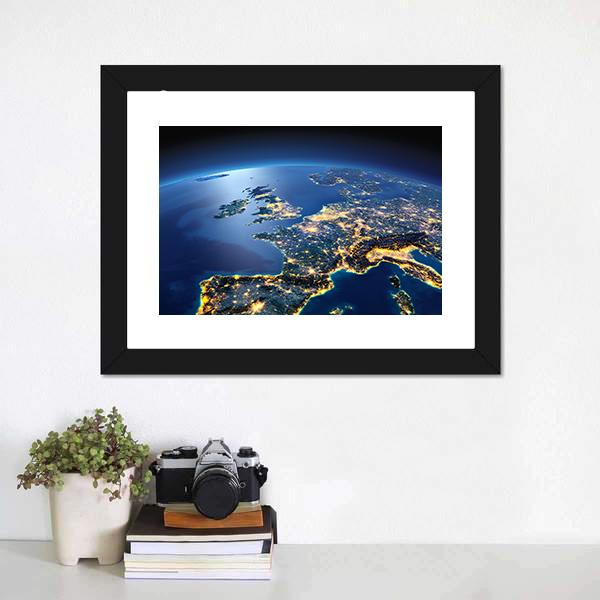 Planet Earth Night View Canvas Wall Art-5 Horizontal-Gallery Wrap-22" x 12"-Tiaracle