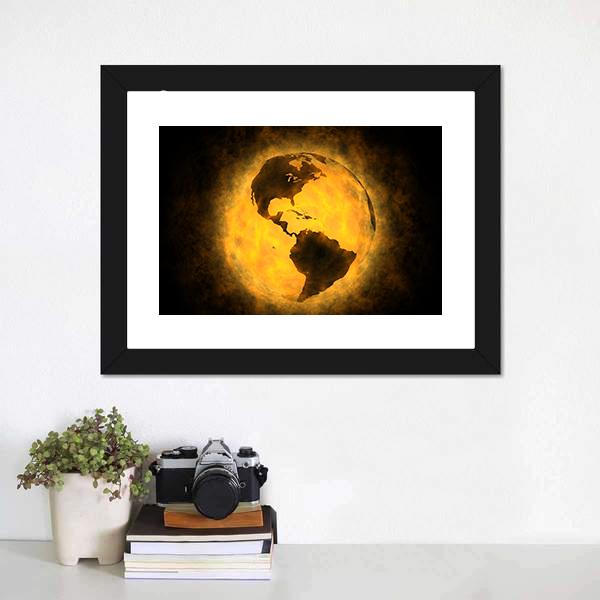 Planet Earth Warming Canvas Wall Art-1 Piece-Framed Print-20" x 16"-Tiaracle