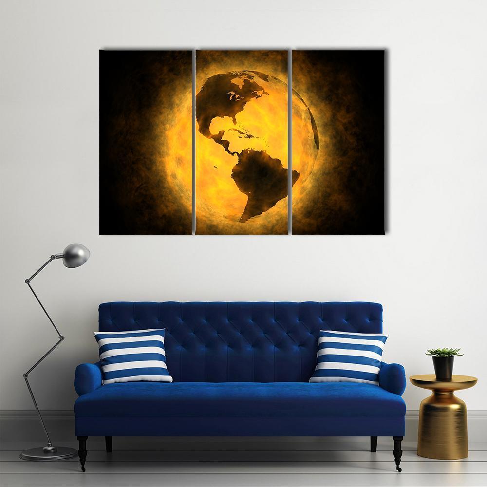 Planet Earth Warming Canvas Wall Art-3 Horizontal-Gallery Wrap-37" x 24"-Tiaracle