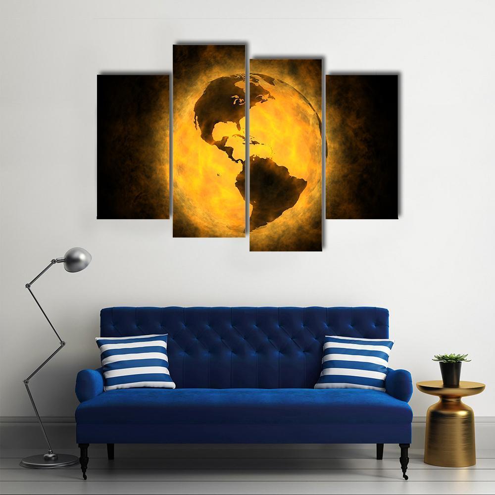 Planet Earth Warming Canvas Wall Art-4 Pop-Gallery Wrap-50" x 32"-Tiaracle