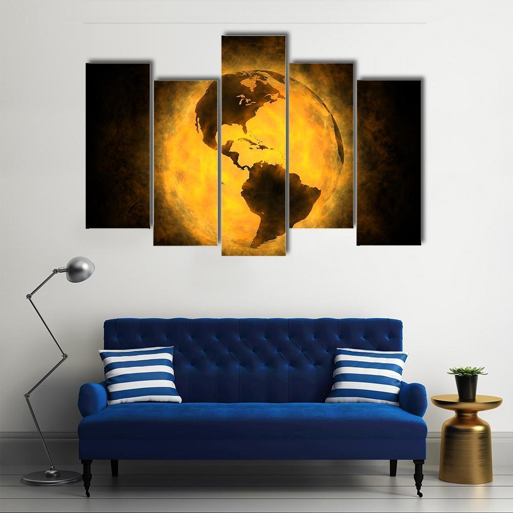 Planet Earth Warming Canvas Wall Art-5 Pop-Gallery Wrap-47" x 32"-Tiaracle