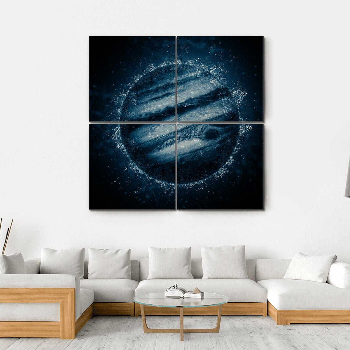 Planet In Water Canvas Wall Art-4 Square-Gallery Wrap-17" x 17"-Tiaracle