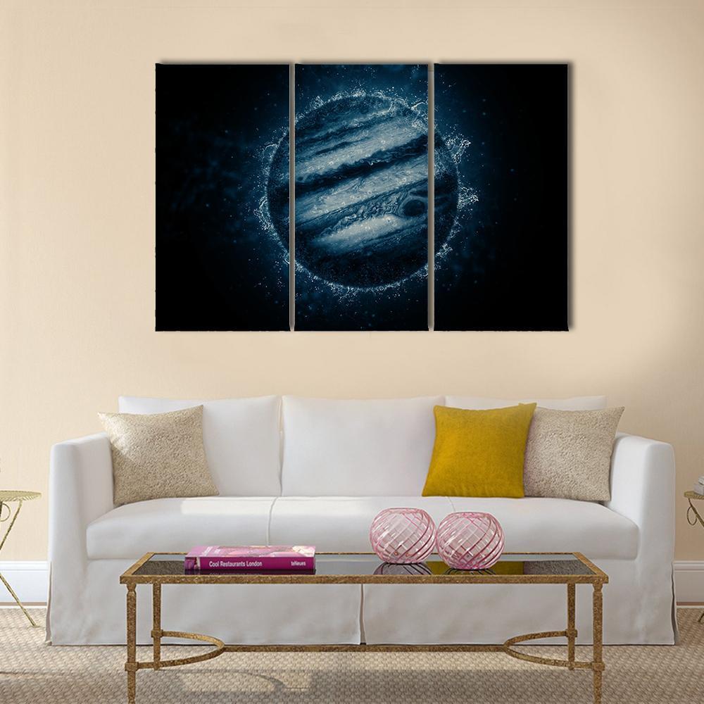 Planet In Water Canvas Wall Art-3 Horizontal-Gallery Wrap-37" x 24"-Tiaracle