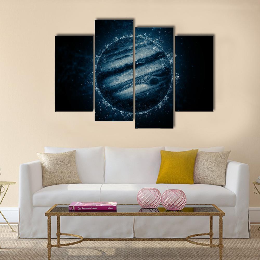 Planet In Water Canvas Wall Art-4 Pop-Gallery Wrap-50" x 32"-Tiaracle