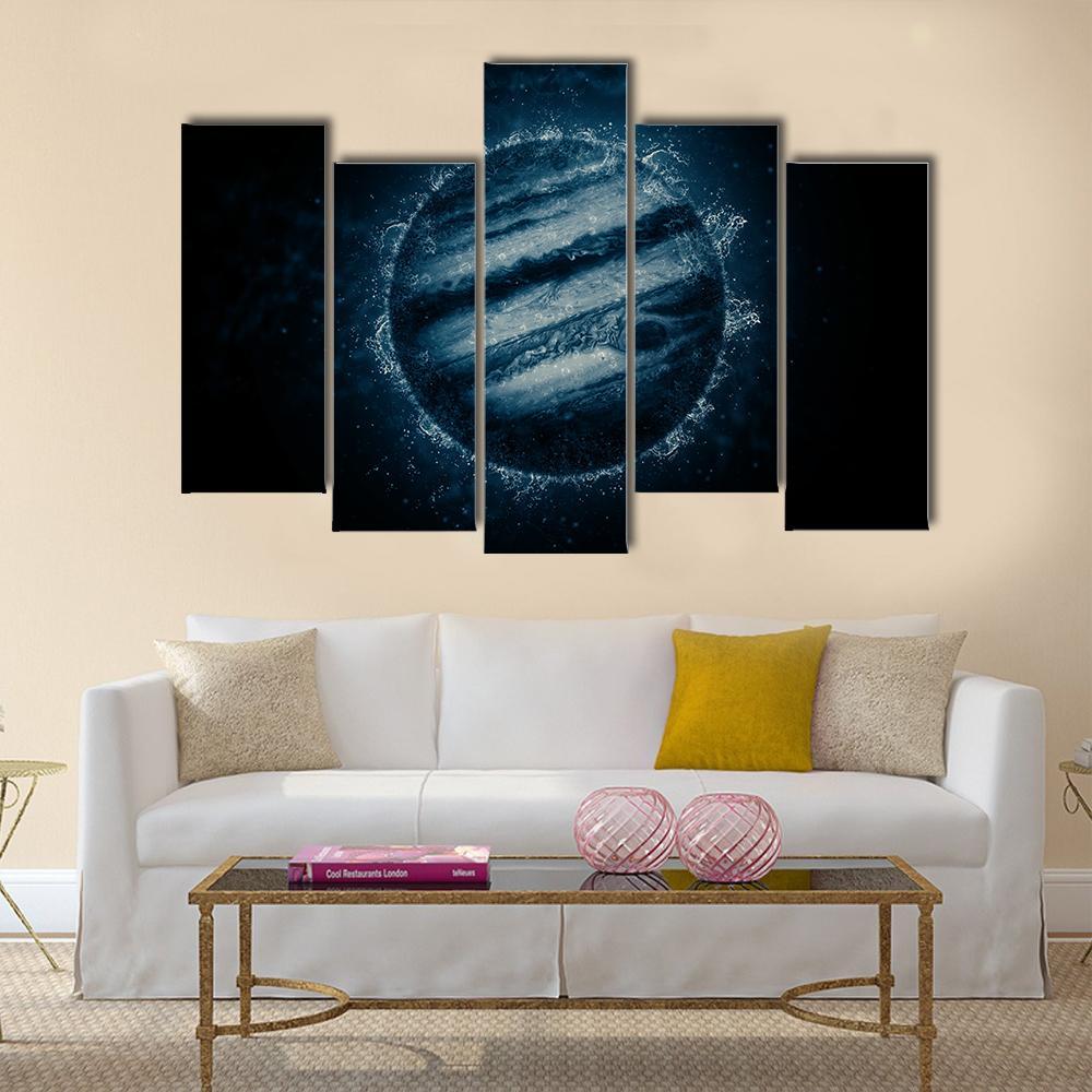 Planet In Water Canvas Wall Art-5 Pop-Gallery Wrap-47" x 32"-Tiaracle