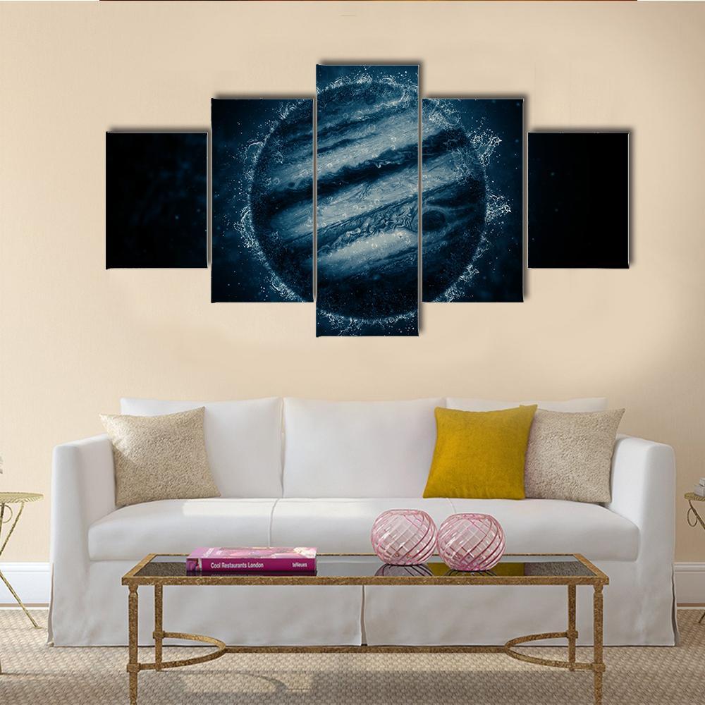 Planet In Water Canvas Wall Art-5 Star-Gallery Wrap-62" x 32"-Tiaracle