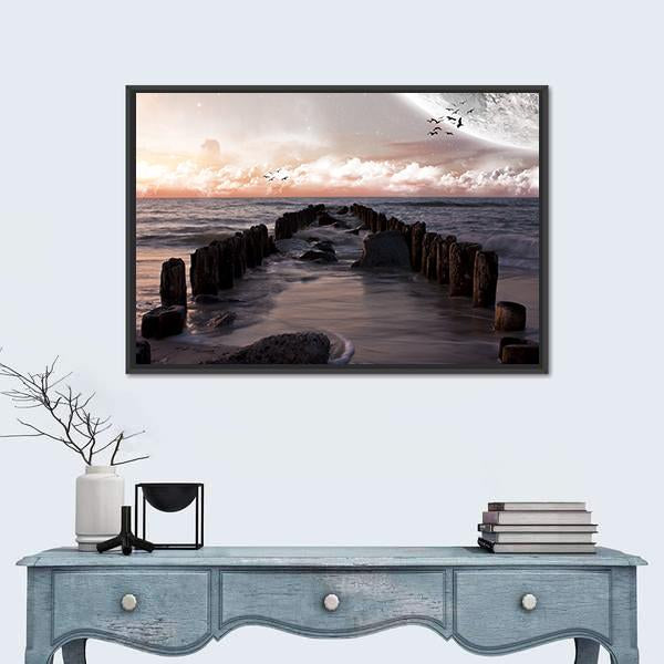 Planet Landscape Canvas Wall Art-1 Piece-Floating Frame-24" x 16"-Tiaracle