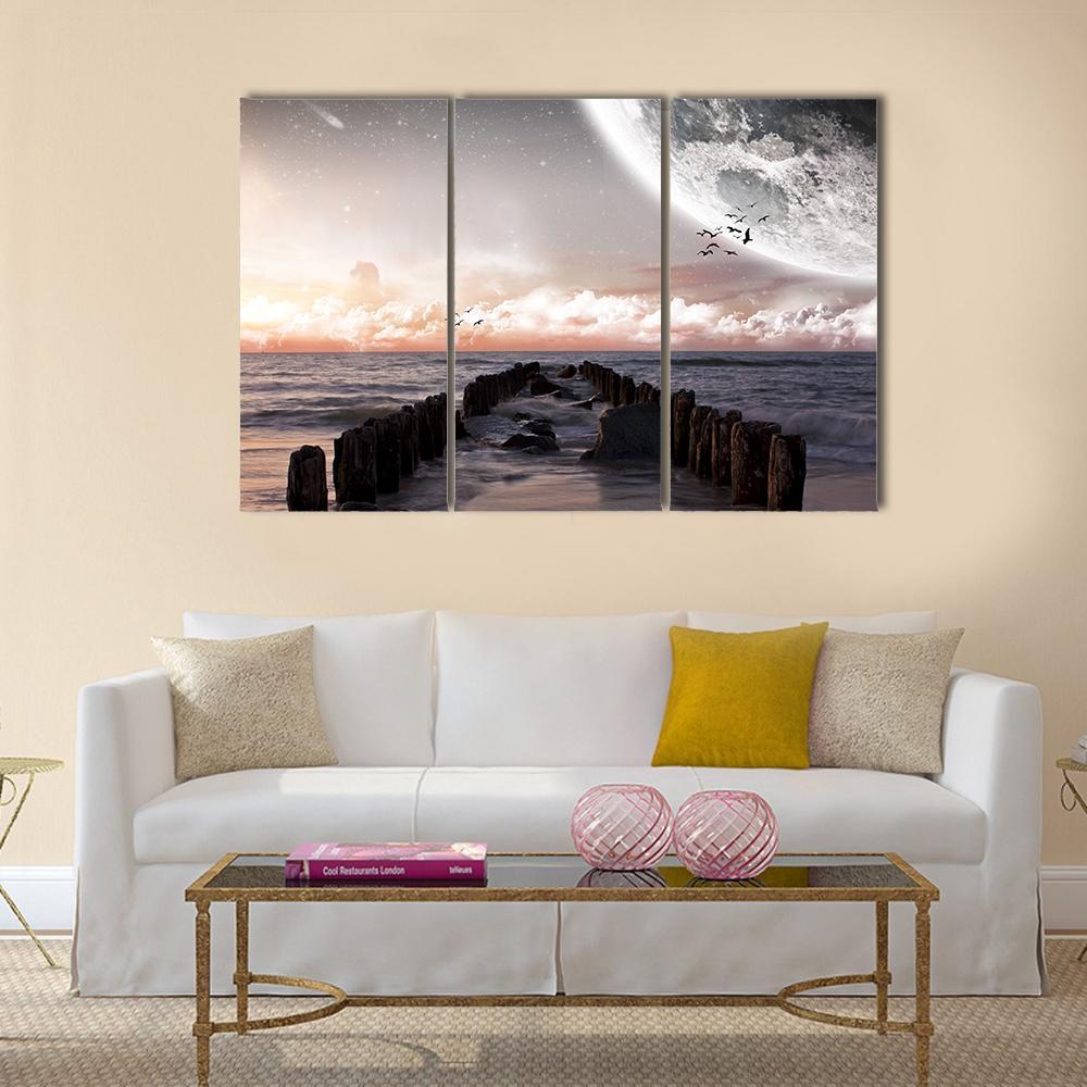 Planet Landscape Canvas Wall Art-3 Horizontal-Gallery Wrap-37" x 24"-Tiaracle