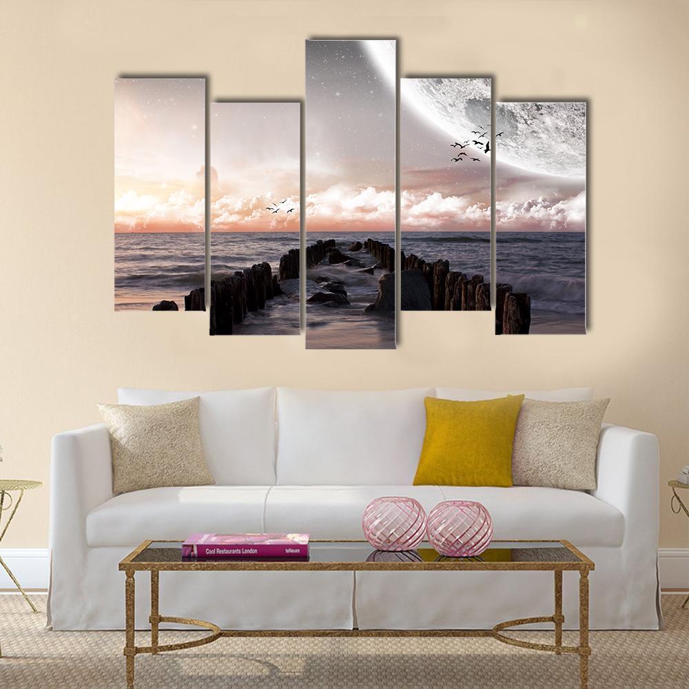Planet Landscape Canvas Wall Art-5 Pop-Gallery Wrap-47" x 32"-Tiaracle
