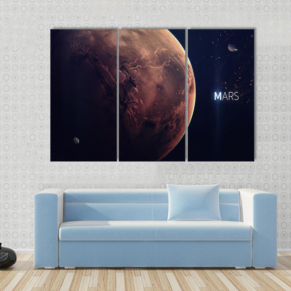 Planet Mars From Space Canvas Wall Art-3 Horizontal-Gallery Wrap-37" x 24"-Tiaracle