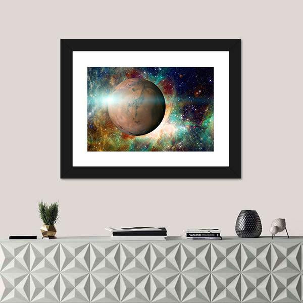 Planet Mars In Solar System Canvas Wall Art-1 Piece-Framed Print-20" x 16"-Tiaracle