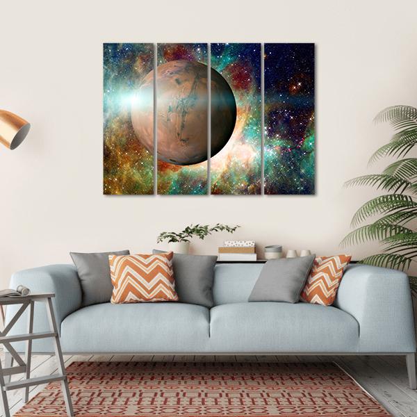 Planet Mars In Solar System Canvas Wall Art-1 Piece-Gallery Wrap-36" x 24"-Tiaracle